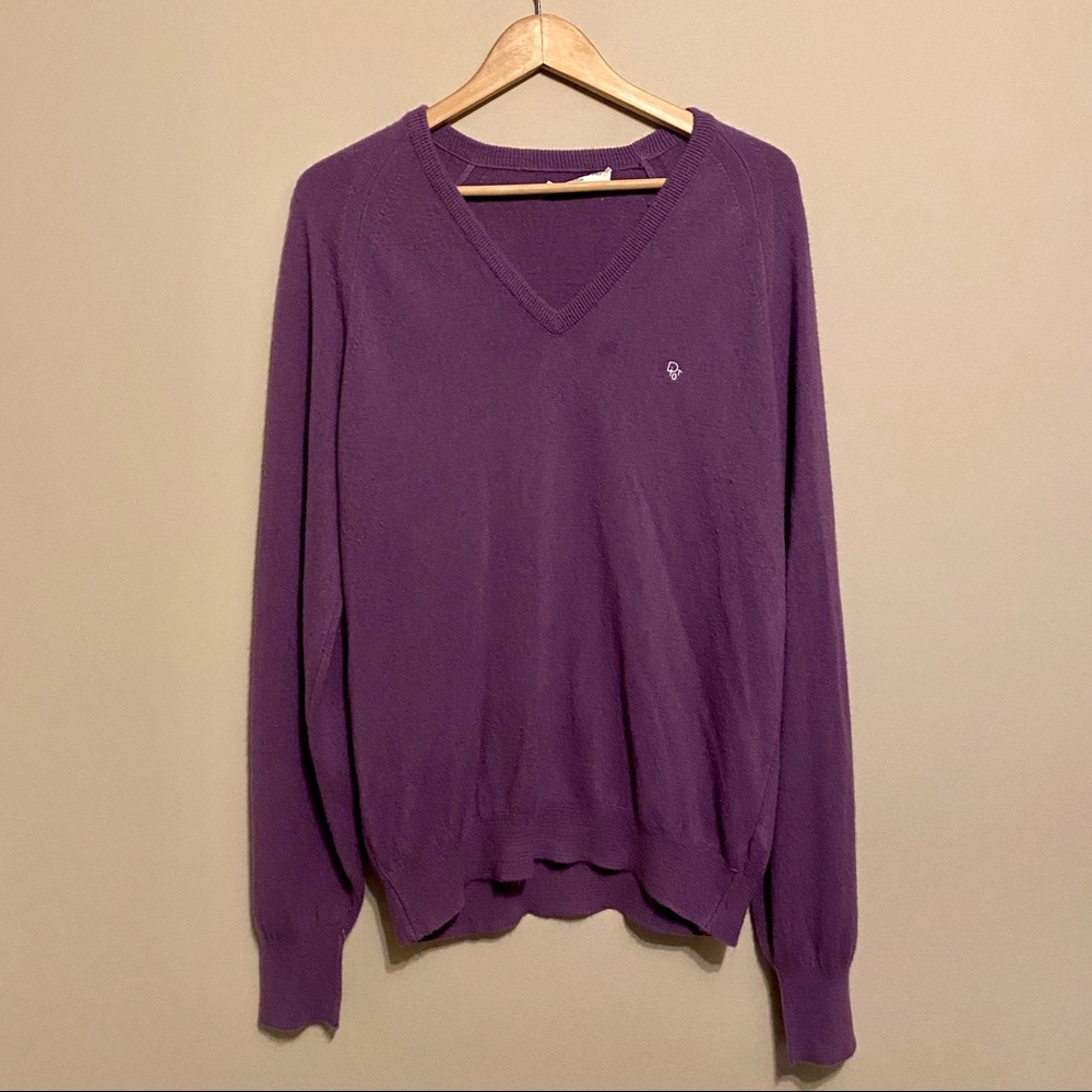 Christian Dior Purple V-Neck Sweater size XL